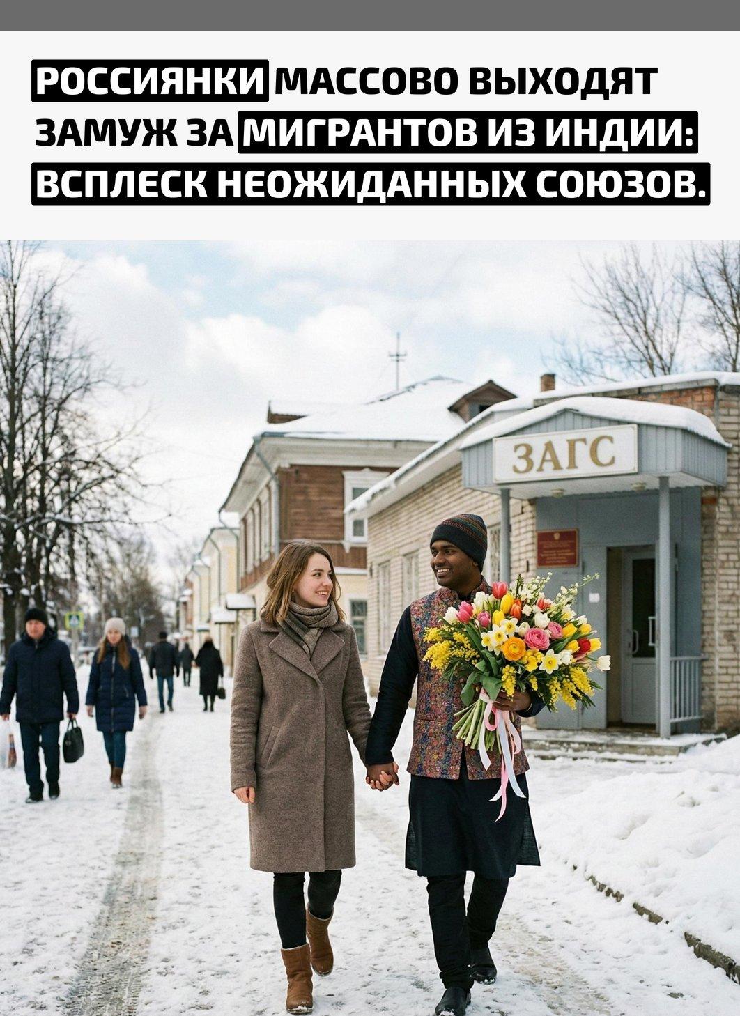 В соцсетях набирают популярность ролики со свадеб и свиданий русских девушек с индийскими мигрантами, недавно приехавшими в страну на работу. Видео появляются всё чаще, и подобные отношения становятся заметным трендом.