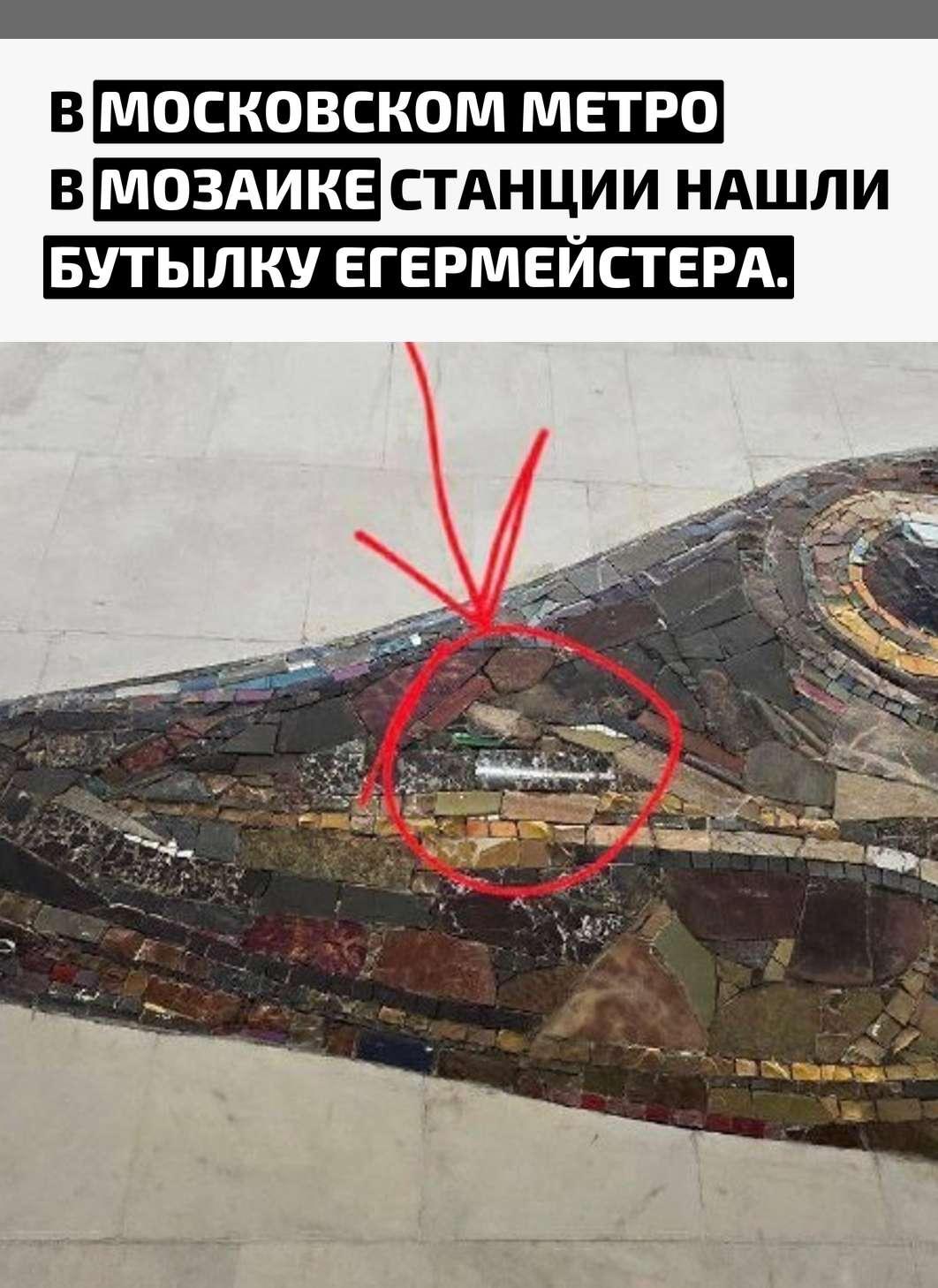 На станции Нагатинский затон в голову изображённой в мозаике гигантской рыбы встроена настоящая бутылка. Необычную находку заметили пассажиры, рассматривая оформление стены.