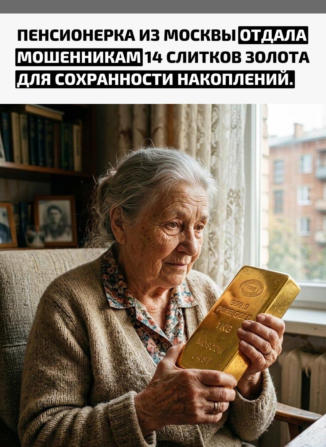 Аферисты убедили 80-летнюю женщину приобрести драгоценный металл, чтобы якобы обезопасить её пенсию и личные сбережения. Пожилая москвичка поверила злоумышленникам и передала им всё купленное золото.