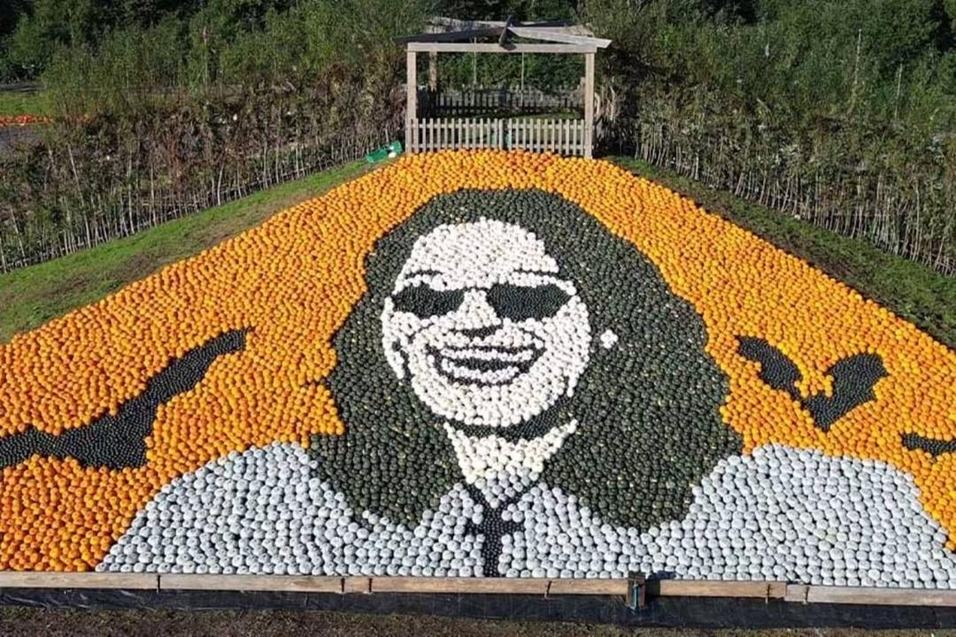 Британские фермеры из Саутгемптона установили рекорд, создав гигантский портрет Оззи Осборна из тыкв и кабачков.